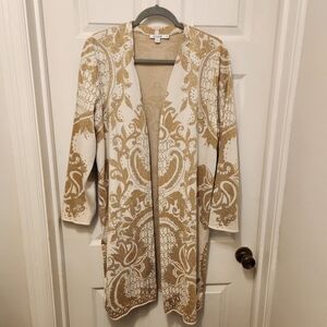 Chico's Cream and Gold Knit Cardigan